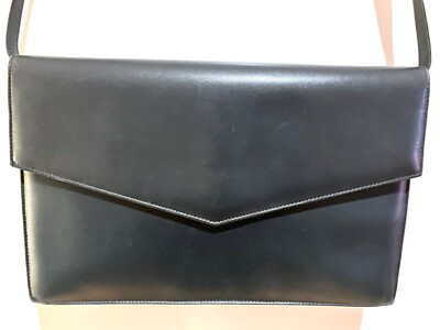 Original GUCCI Handtasche, dunkelblaues Glattleder, Schultertasche oder Clutch