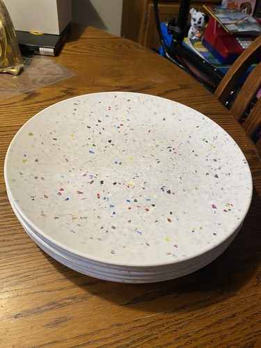 (6) Zak Designs White Confetti  Dinner Plates Set of 6 - Picture 3 of 4