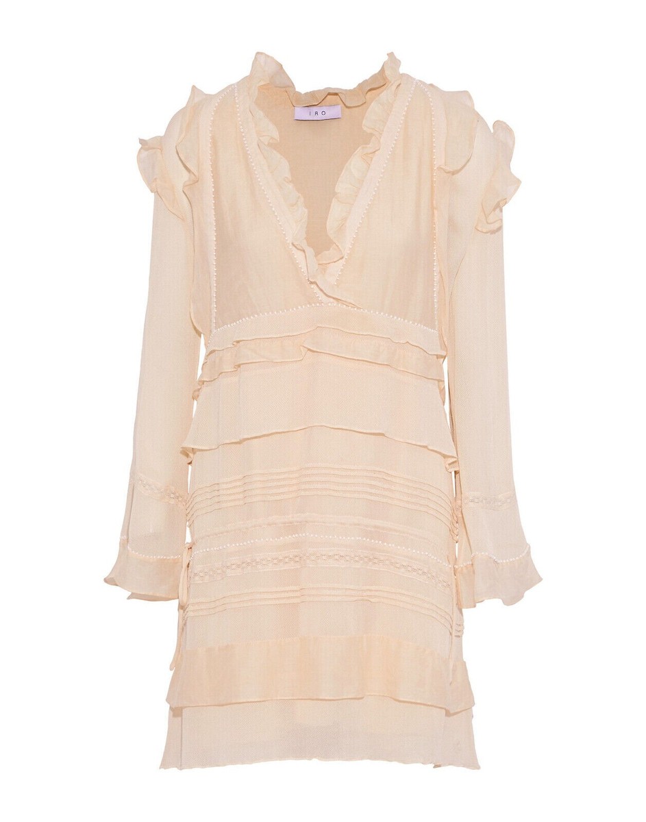 Iro EDED Size 38 / 6 Pink Ruffled Beaded Dress