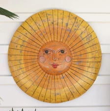 Wall Metal Art Sun Face Sculpture Handmade