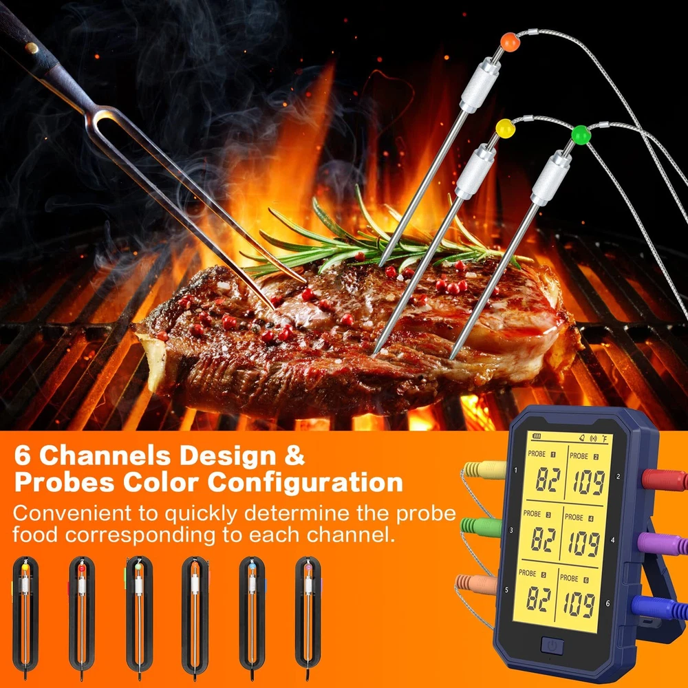 Wireless Meat Thermometer Bluetooth Meat Thermometer for Grilling Digital BBQ...