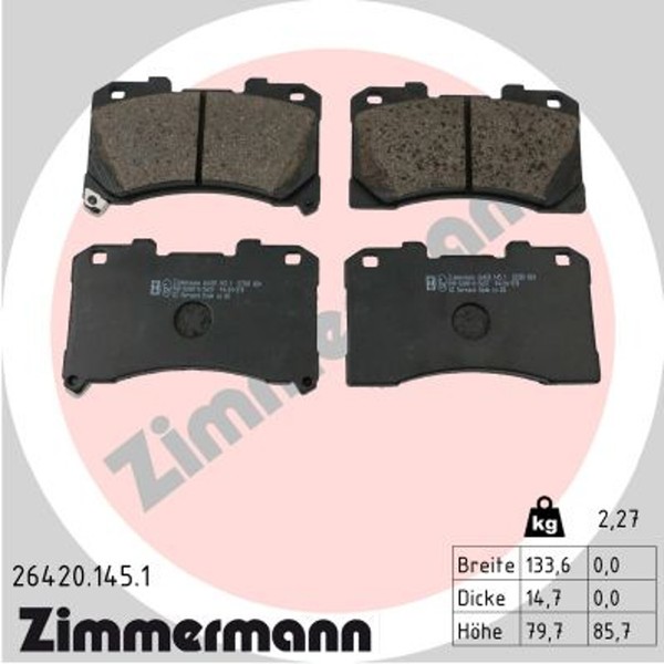Bremsbelagsatz Scheibenbremse Zimmermann 26420.145.1 FüR Toyota Yaris 4WD GXPA16-image