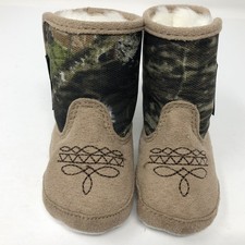 Magellan Boots Infant S 1-2 Beige Camouflage Hook Loop Faux Fur Lined