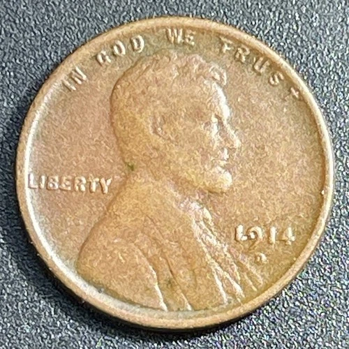 1914-D Lincoln Wheat Cent Penny Key Date US Coin F Fine Grade