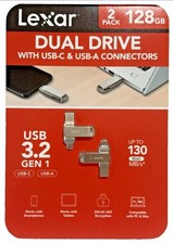 Lexar 2-Pack 128GB Dual Flash Drive USB 3.2 Gen1 : USB-C & USB-A - New Sealed