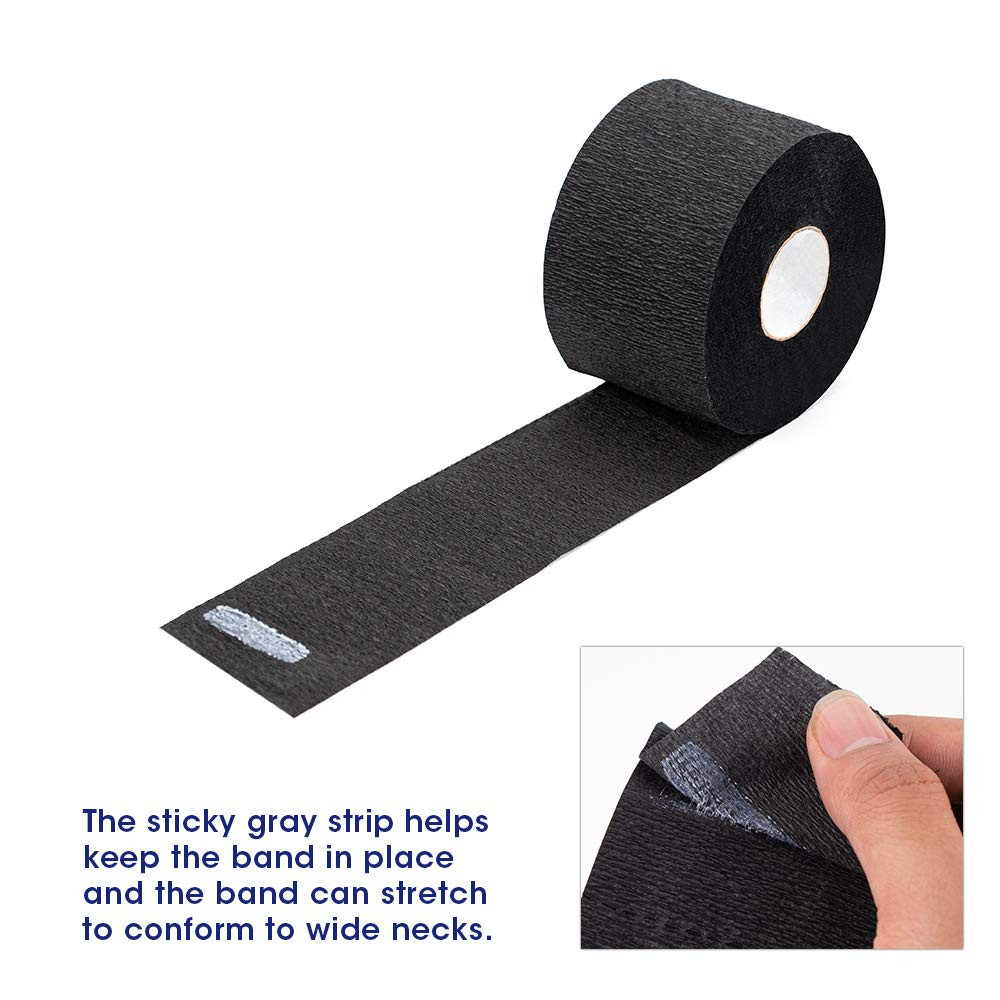 Disposable Paper Barber Neck Strips - 5 Rolls 500 Strips Black Professional Stre