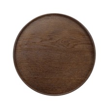 11.8 Inch Wooden Serving Tray Round Decorative Platter, Brown