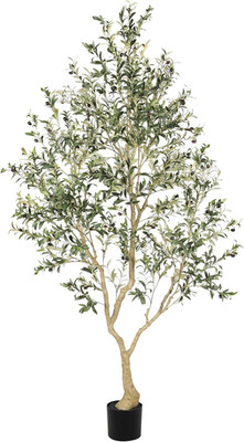 LYERSE 8Ft Faux Olive Tree - Olive Trees Artificial Indoor with Large Olive Bran
