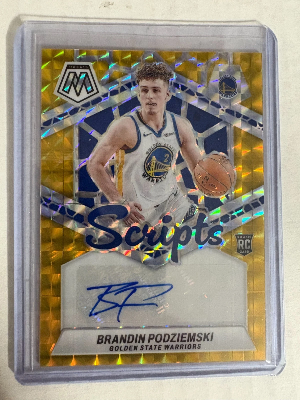 BRANDIN PODZIEMSKI 2023-24 MOSAIC ROOKIE SCRIPTS AUTO GOLD RC 2/10 JERSEY #!!!!