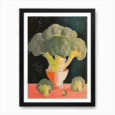 Abstract Broccoli Art Deco Bouquet  Framed Wall Art Poster Canvas Print Picture
