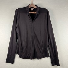 Tommy Bahama Golf Womens XL Full Zip Textured Waffle Knit Jacket Gray Thumbholes