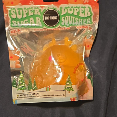 Top Trenz Super Duper Sugar Squisher Holiday Squishy, Orange Pink 8-11