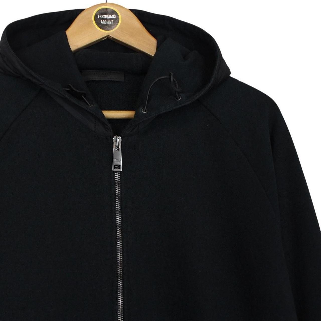 Prada Sport Black Full Zip Cotton Hoodie with Nylon Hood thumbnail 3