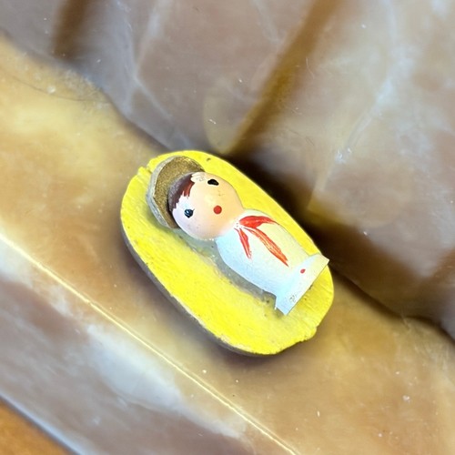 Vintage German Folk Art Miniature Nativity Baby Jesus Wood Figure Painted 1"