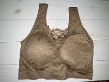 Rhonda Shear New NWOT Beige Seamless Lace Overlay Bra Bralette Sz Large
