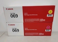 LOT OF 2 NEW GENUINE - CANON 069 YELLOW  MAGENTA TONER CARTRIDGE SEALED