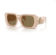 Versace Sunglasses Square Oversized Beige Plastic Frames w/ Brown Tinted Lenses