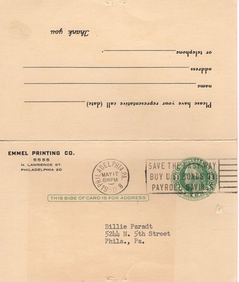 #ad EMMEL PRINTING CO PHILADELPHIA PA 1908 FDC21176 $4.00