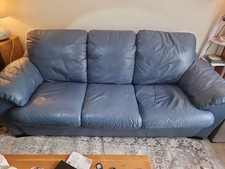 Blue Leather 3 Seater Sofa Furniture Village 