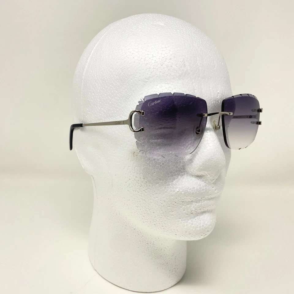 Gafas de sol Cartier Piccadilly C decoración lentes grises corte diamante marco plateado Foto 2 de 4