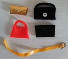 Vintage 1960's Barbie Doll Purse Lot Of 5 Plastic Vinyl Fabric Bag & Belt Set
