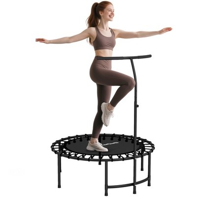 Fitness Trampolin Ø102 cm Mini Trampoline mit Haltegriff 100kg Belast