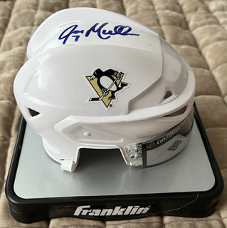 Former Pittsburgh Pen HOF Great Joe Mullen Autographed Mini Hockey Helmet W/COA