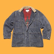VTG 90s Polo Ralph Lauren Dungarees Southwestern Aztec Lined Denim Jacket Size S