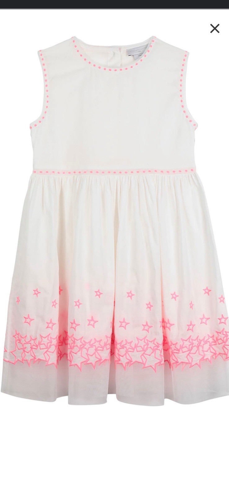 Stella McCartney Kids Girls Sundress 14 Years White Pink Star Embroidered Cotton