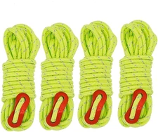 4Pack Duty Camping Rope - 4Mm Outdoor Reflective Guy Lines with Tensioner Adjust