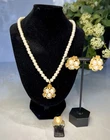 Vintage Costume Jewelry Set Necklace Clip Earrings Ring  Vtg Collector Pearl