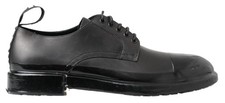 Dolce & Gabbana Black Leather Derby Dress Men's Shoes Authentic