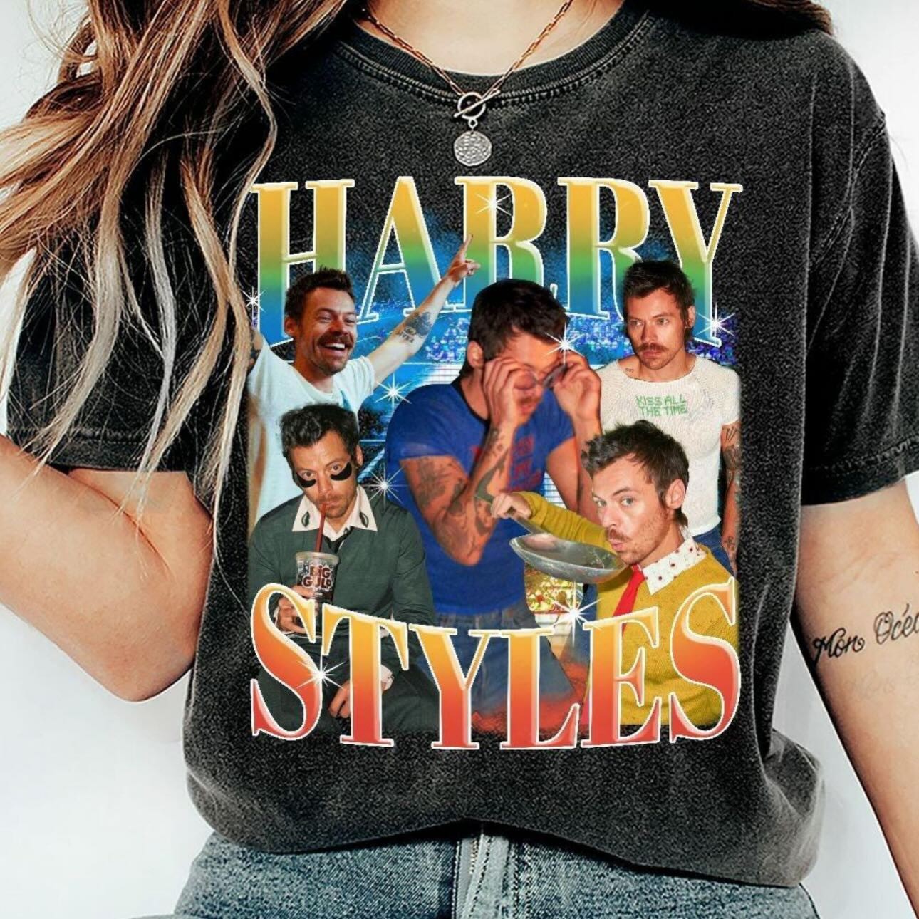 Vtg Harry Styles 90s Basic Black Unisex T shirt Men Women Tee NH27517
