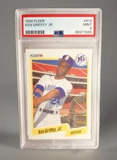 1990 FLEER KEN GRIFFEY JR #513 SEATTLE MARINERS PSA 9 MINT ~BLUE DOT ERROR !