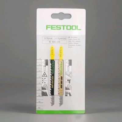 Festool  3  Jigsaw Blades for Wood 2-Pack S 75/4 K (Curve) & FSG (Straight Cut)