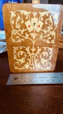 Wood Marquetry 2 Deck  Playing Card Box. 4.5 X 3.5 X 2.125. Excellent Condition.