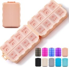 Foldable Weekly Pill Organizer 2 Times a Day with 2 Extra Compartments - Etched