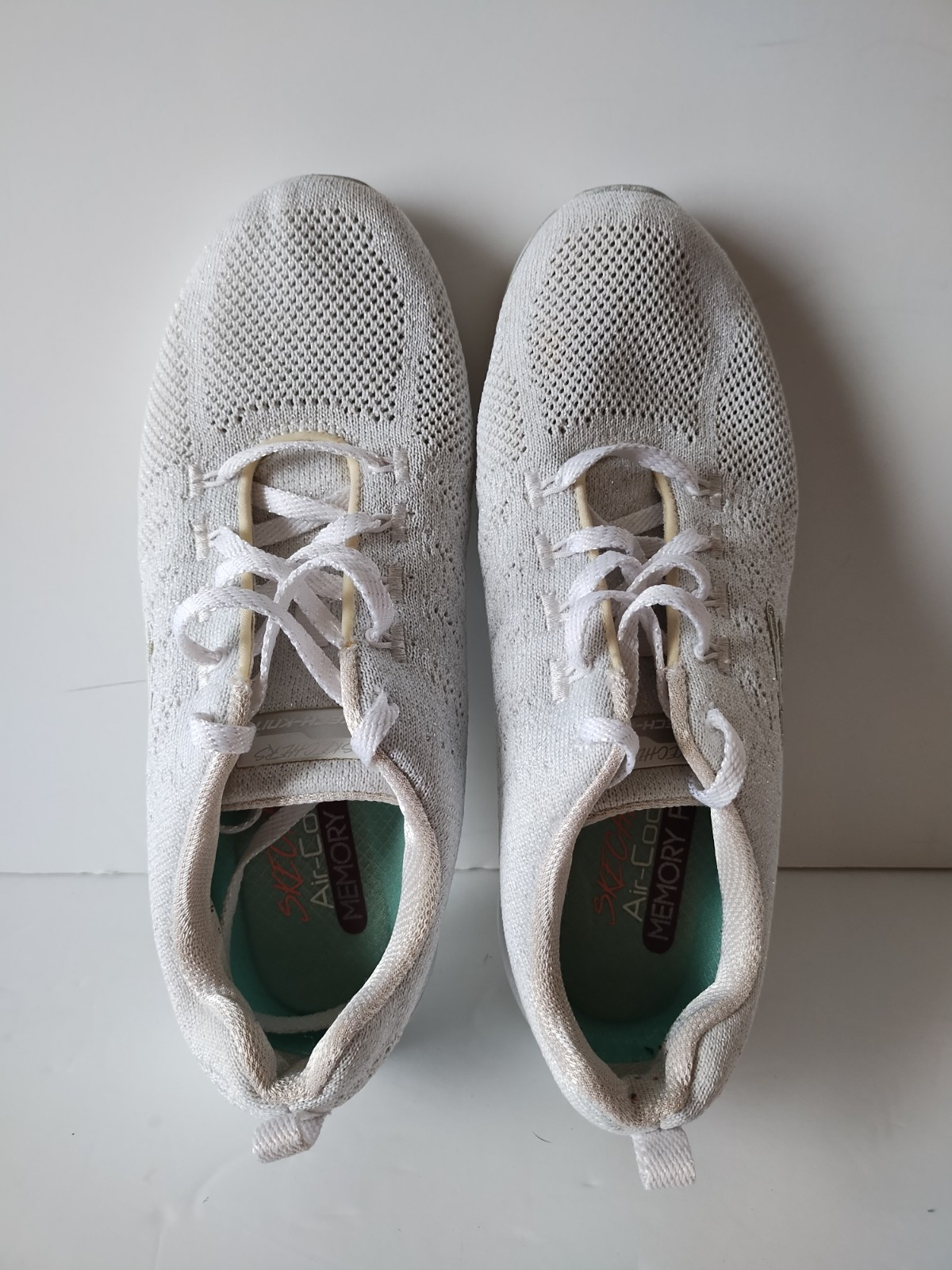 SAOLA Scarpe donna Skechers Sketch maglia suola flessibile misura 8 5 bianco scintillante