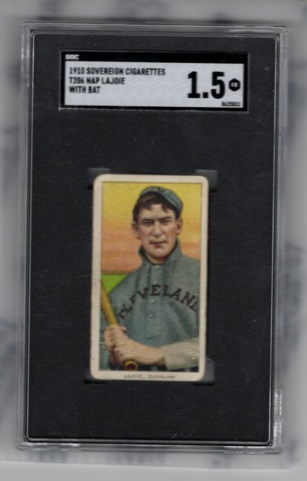 1909-11 T206 Nap Lajoie  With Bat SGC 1.5 Sovereign 350 tobacco baseball card