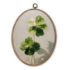Rustic Four Leaf Clover Oval Wall Art Framed, Vintage St Patrick's Day Irish