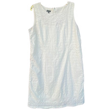 Talbots Embroidered Eyelet Sheath Shift Dress Coastal Sleeveless Sz 12