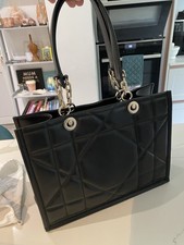 Christian Dior Essential Large Archi Cannage Tote Bag Black Leather