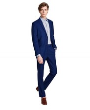 Kenneth Cole Mens Slim fit 2 Piece Suit 40 R Pants 33 / 32 Blue Solid