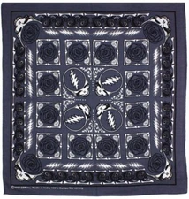 Grateful Dead Steal Your Face Rose Bandana Deadhead Stealie Sunshine Joy 22x22"