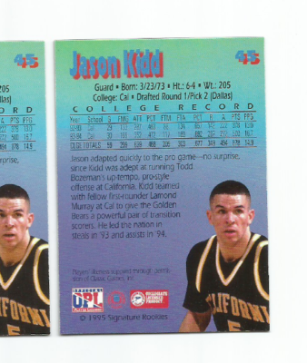 ●KIDD-X Jason Kidd California 1995 Signature Rookies Kromax