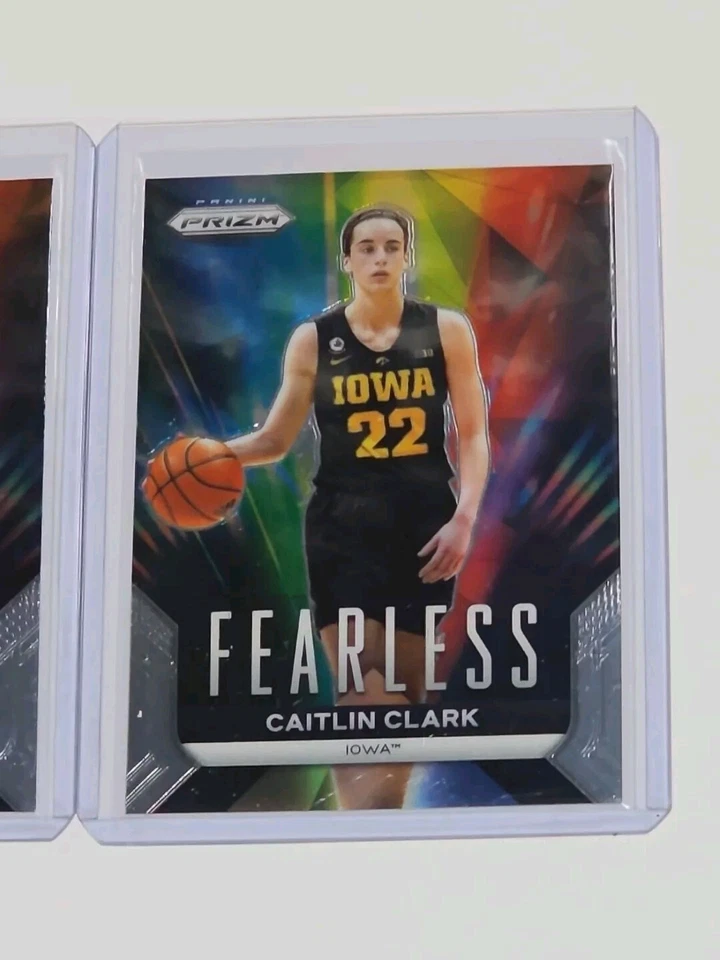 💎 Rare Set Of 2 Caitlin Clark 2024 Panini Prizm Fearless Iowa Cards #'$ F1 & F2 - Image 3 of 4