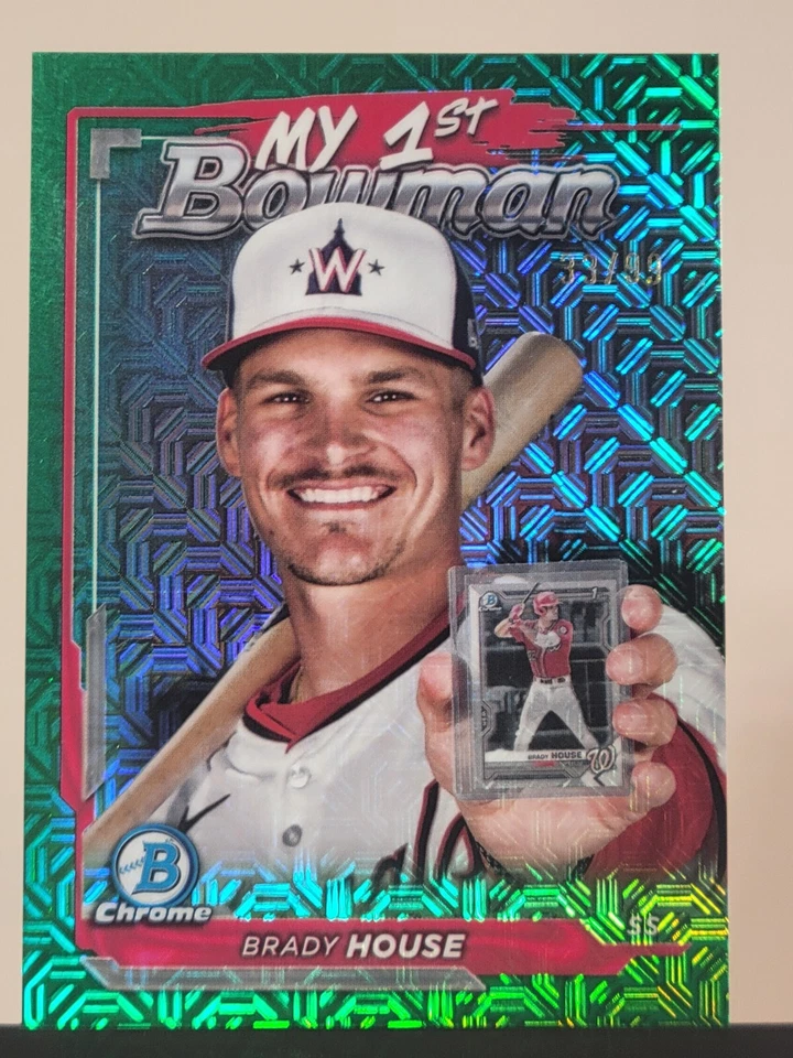 2024 Bowman Chrome Mega Brady House My 1st Bowman Green Mojo /99 - Nationals  SP - Image 4 of 4