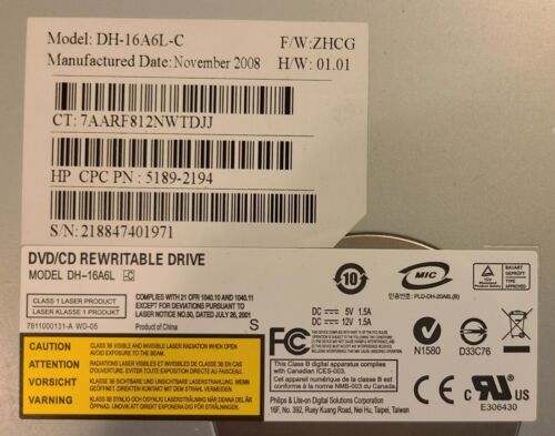 LightScribe DVD+R/CD Rewritable Drive DH-16A6L - Picture 3 of 3