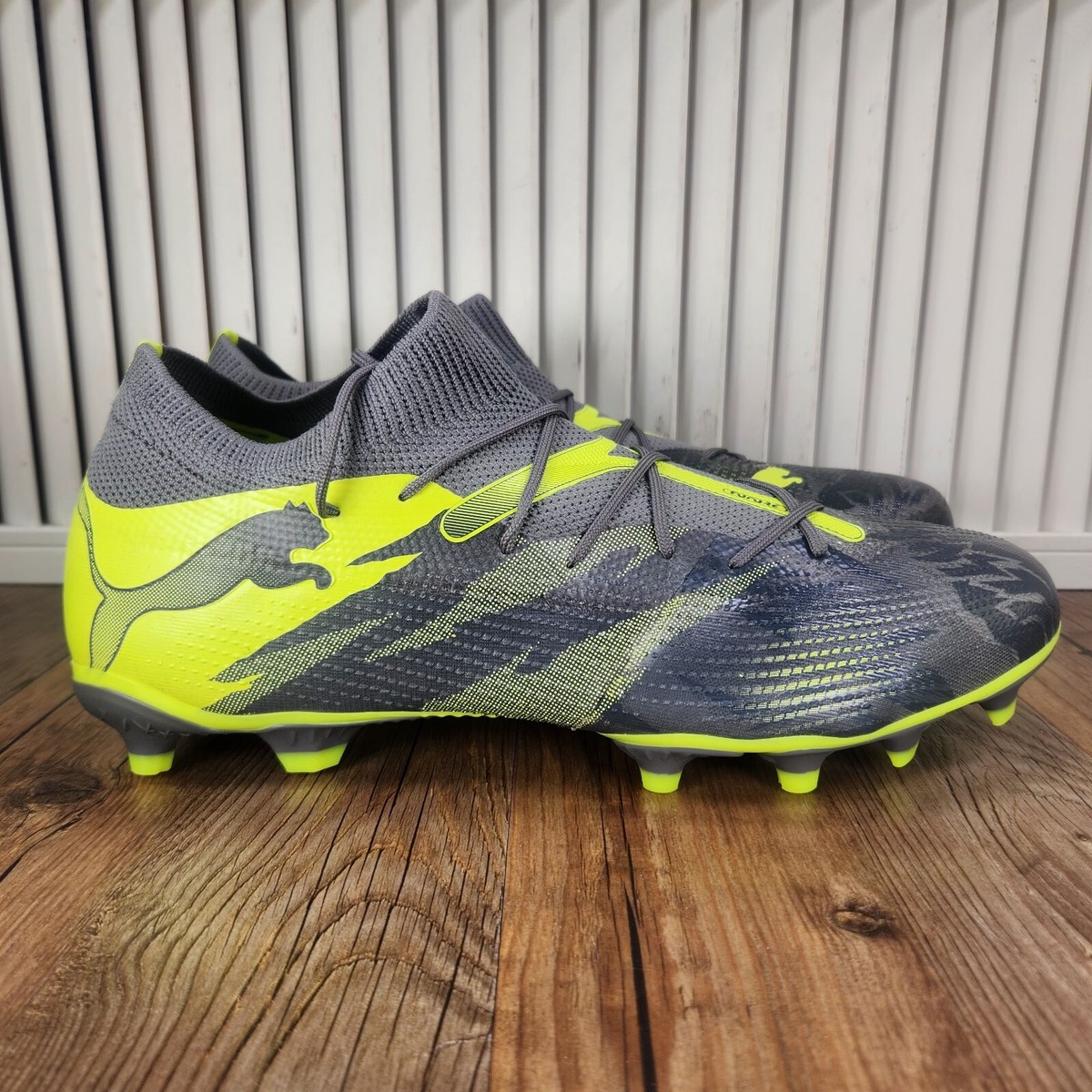 PUMA Future 7 Match Rush FG/AG Mens Size 13 Gray Green Soccer