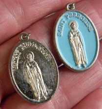 2pc St Anthony blue Peregrine pendant medal patron lost items Cancer pray for me